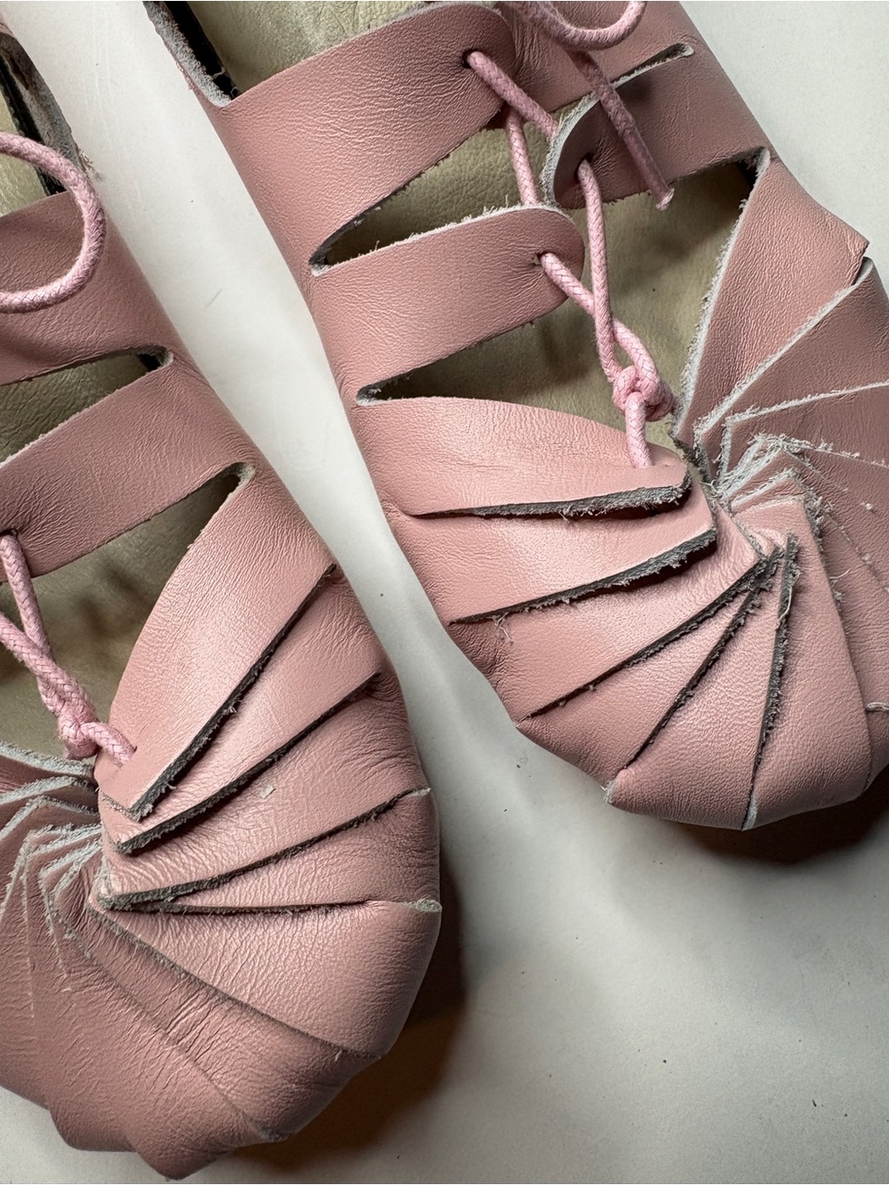 JEFFREY CAMPBELL rare archival  leather pink LACE UP BALLET FLATS vintage - Picture 3 of 7